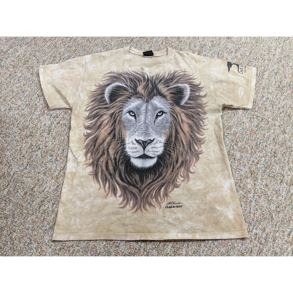 Liquid Blue Shirt Men Large Tie Dye Lion Logo Graphic Rich Normurdin 1994 Safari